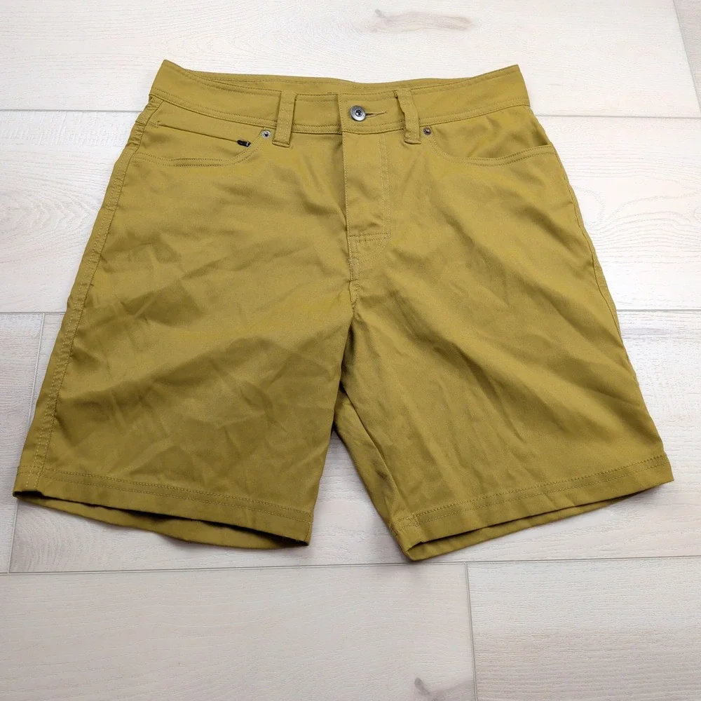 Prana Stretch Zion Shorts Mens 30 Dark Mustard Yellow Nylon Stretch Outdoor 8